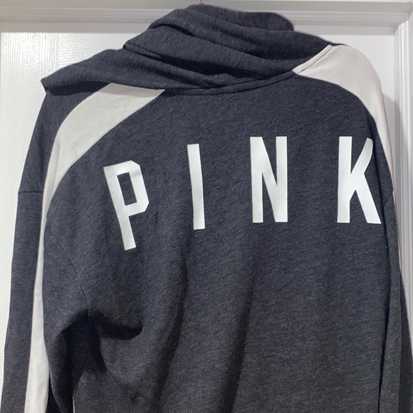 PINK Gray Lace Up Hoodie - MEDIUM - Picture 3 of 5